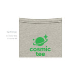 All Hat Cosmic-Tee — Heather Tan graphic tee, inside tag detail