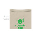 Pig in Mud Cosmic-Tee — Heather Cream graphic tee, inside tag detail