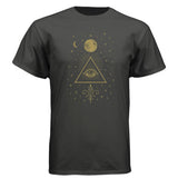 Providence Cosmic-Tee — Black graphic tee, front view