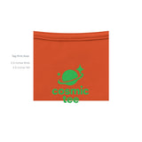 Sacred G Cosmic-Tee — Orange graphic tee, inside tag detail
