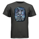 Witch Cosmic-Tee — Black graphic tee, front view