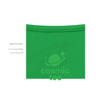 Wooty Cosmic-Tee — Kelly Green graphic tee, inside tag detail