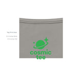 Wootys New Cosmic-Tee — Stone Grey graphic tee, inside tag detail