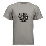 Wootys New Cosmic-Tee — Stone Grey graphic tee, front view
